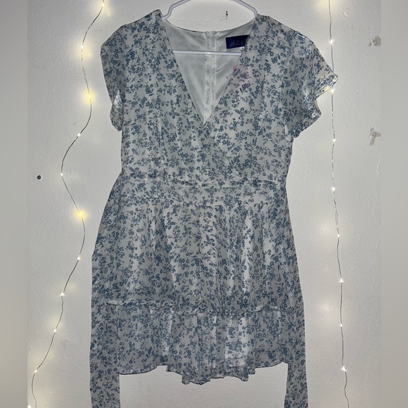 blue rain blue and white romper dress - Picture 3 of 5